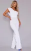 White Drape One Shoulder Jumpsuit sold by Pretty Little Thing