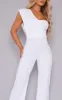 White Drape One Shoulder Jumpsuit sold by Pretty Little Thing