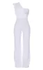 White Drape One Shoulder Jumpsuit sold by Pretty Little Thing