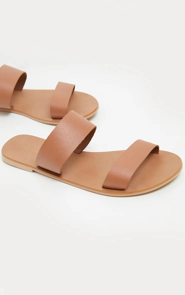 Tan Twin Strap Basic Leather Sandal sold by Pretty Little Thing product image thumbnail 3
