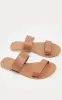 Tan Twin Strap Basic Leather Sandal sold by Pretty Little Thing