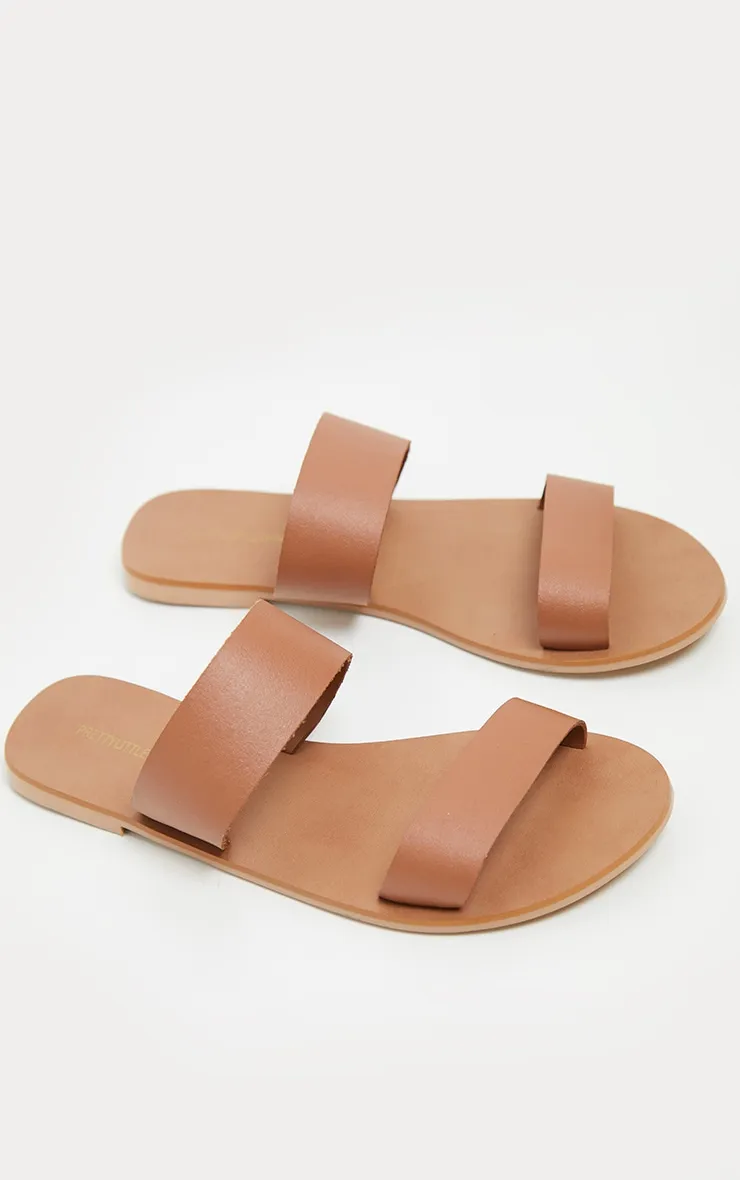 Tan Twin Strap Basic Leather Sandal sold by Pretty Little Thing product image thumbnail 4
