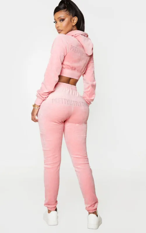 PRETTYLITTLETHING Shape Dusty Pink Velour Skinny Joggers sold by Pretty Little Thing