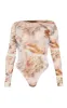 Shape Nude Renaissance Printed Mesh Long Sleeved Bodysuit sold by Pretty Little Thing
