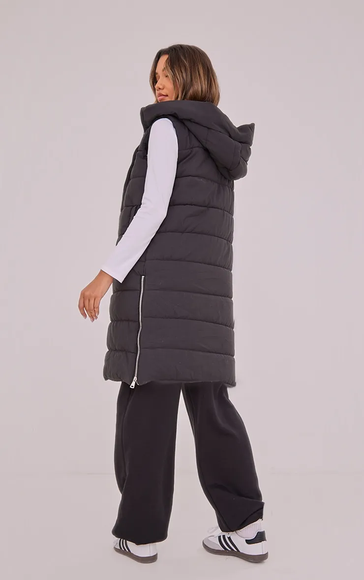 Black Panel Padded Longline Gilet sold by Pretty Little Thing product image thumbnail 2