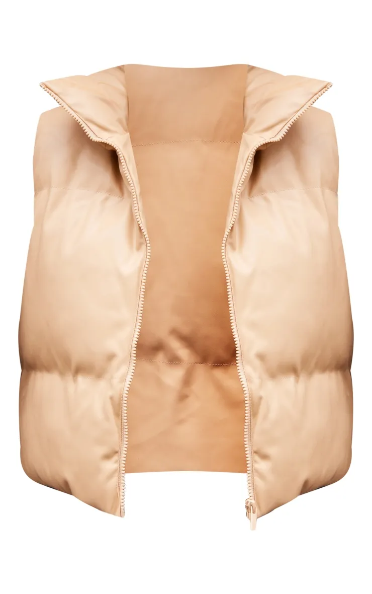 Caramel Faux Leather Drop Hem Gilet sold by Pretty Little Thing product image thumbnail 5