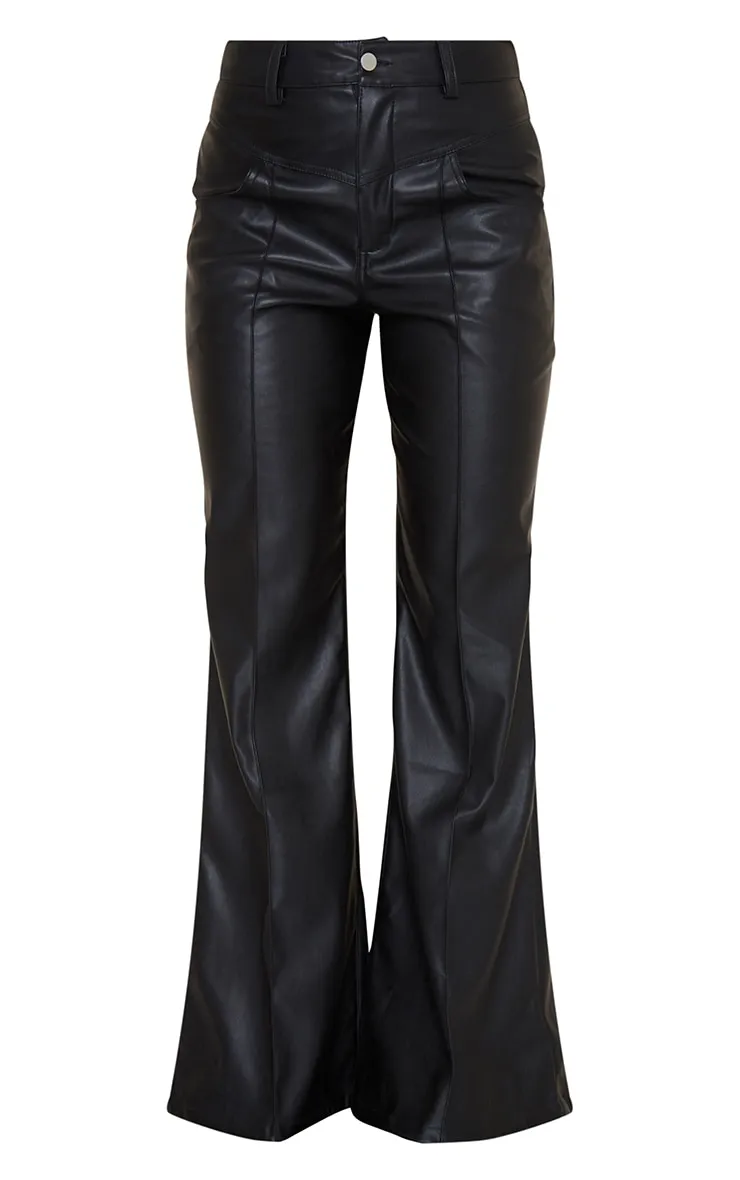 Black Faux Leather Seam Detail Wide Leg Trousers sold by Pretty Little Thing product image thumbnail 5
