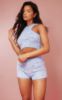 Blue Swirl Eyelash Knit Shorts sold by Pretty Little Thing
