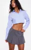 Charcoal Box Pleat Woven Tailored Mini Skirt sold by Pretty Little Thing