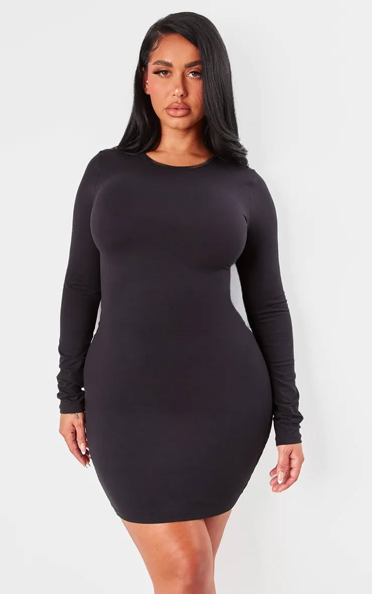 Shape Black Sculpted Long Sleeve Bodycon Dress sold by Pretty Little Thing