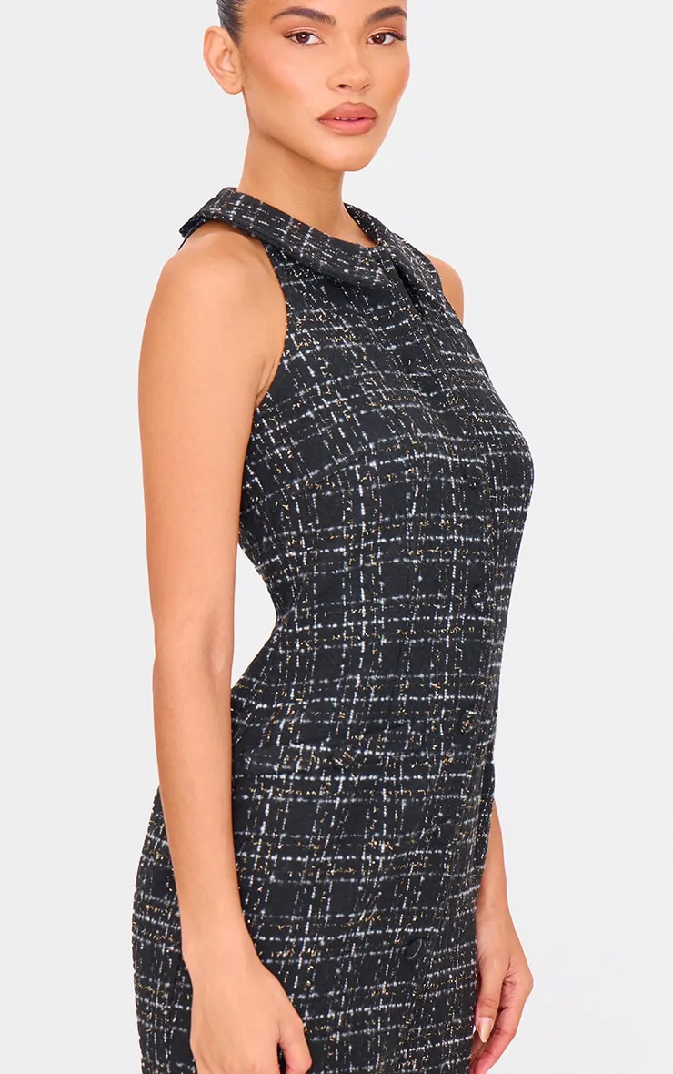 Black Boucle Button Up Mini Dress sold by Pretty Little Thing product image thumbnail 4