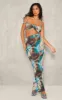 Petite Blue Printed Crushed Mesh Cut Out Maxi Dress sold by Pretty Little Thing