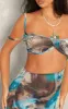 Petite Blue Printed Crushed Mesh Cut Out Maxi Dress sold by Pretty Little Thing