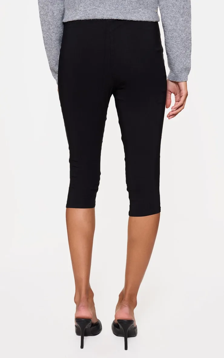 Black Stretch Woven Low Rise Belted Capri Pants sold by Pretty Little Thing product image thumbnail 3