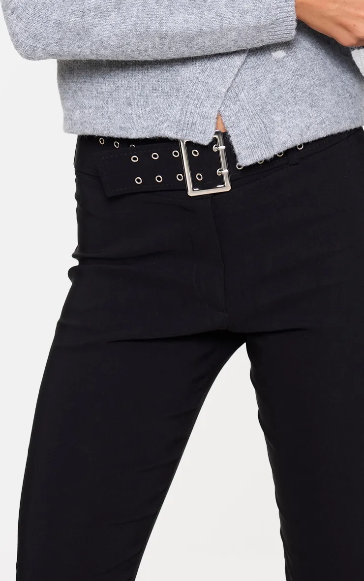 Black Stretch Woven Low Rise Belted Capri Pants sold by Pretty Little Thing product image thumbnail 4