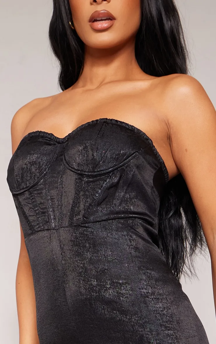 Black Metallic Corset Bandeau Jumpsuit sold by Pretty Little Thing product image thumbnail 4