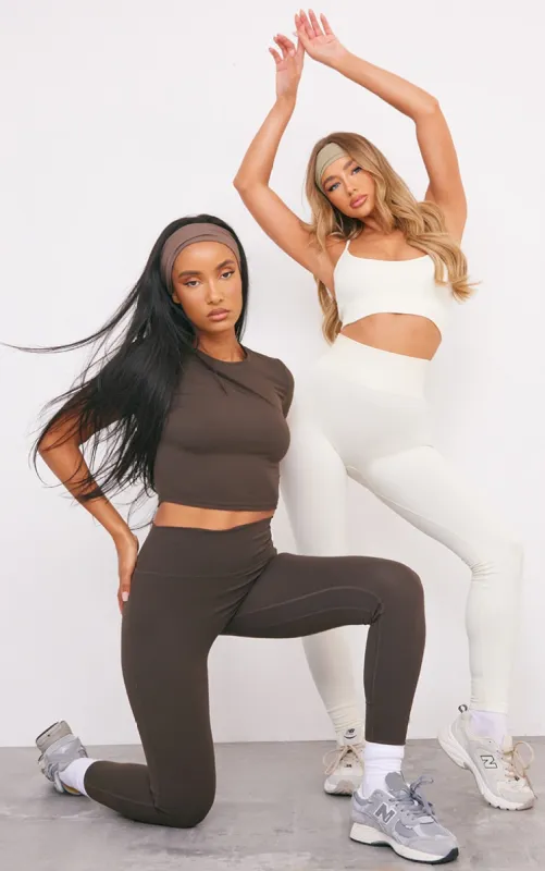 Espresso Sculpt High Waist Gym Leggings sold by Pretty Little Thing