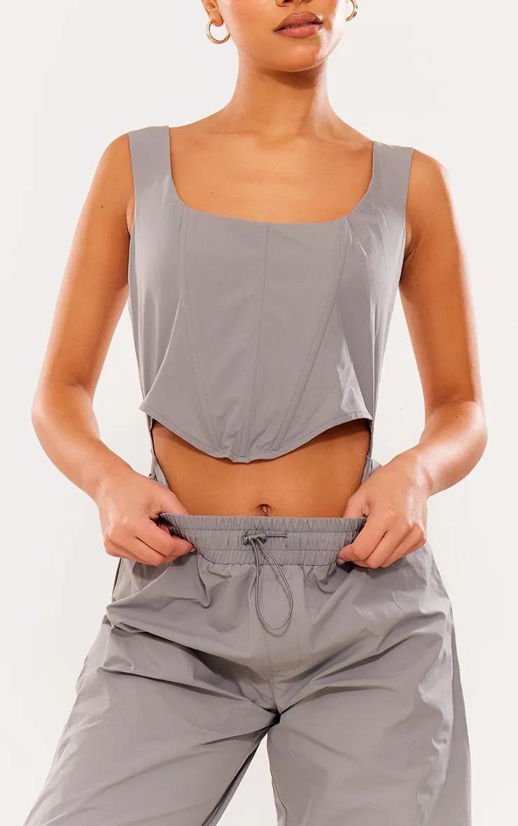 Charcoal Parachute Utility Corset Detail Jumpsuit sold by Pretty Little Thing product image thumbnail 4