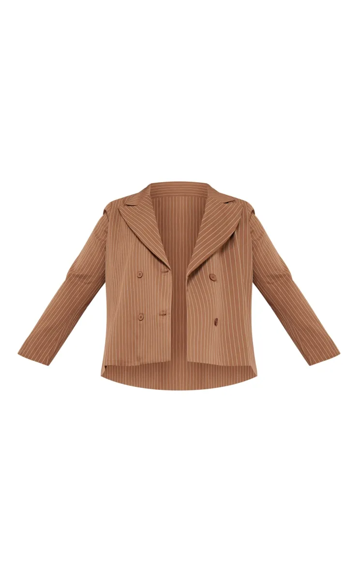 Plus Brown Oversized Stripe Tailored Blazer sold by Pretty Little Thing product image thumbnail 5