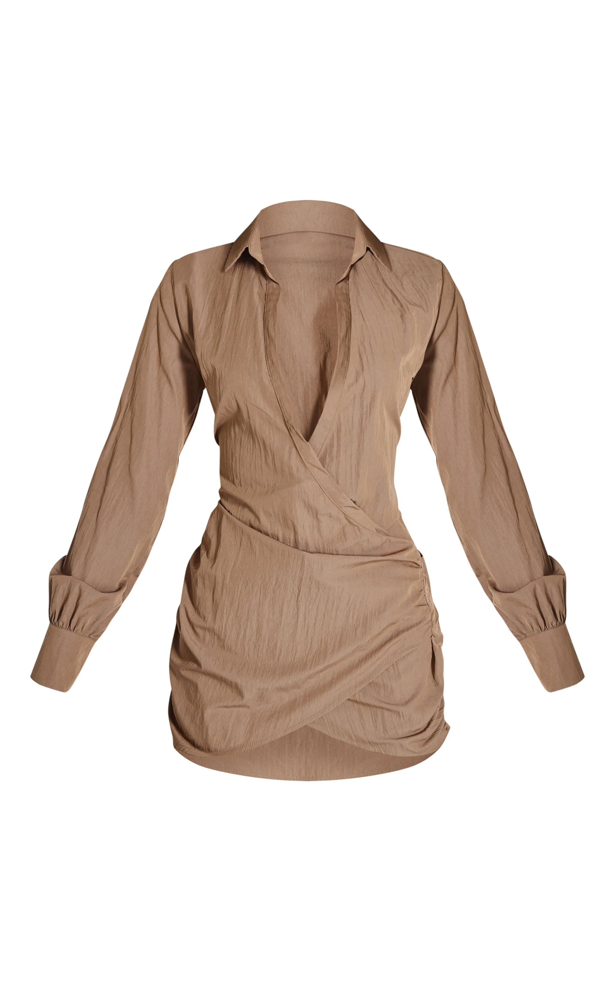 Khaki Wrap Detail Shirt Dress sold by Pretty Little Thing product image thumbnail 5
