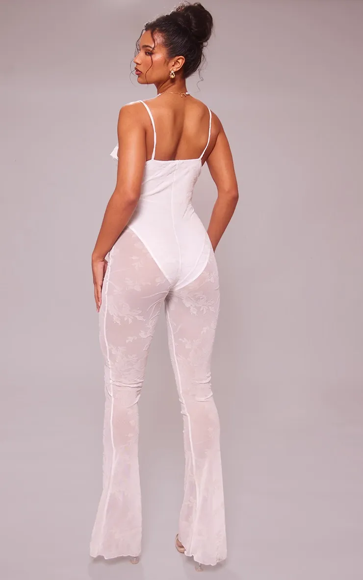 White Devore Ruffle Strappy Jumpsuit sold by Pretty Little Thing product image thumbnail 2