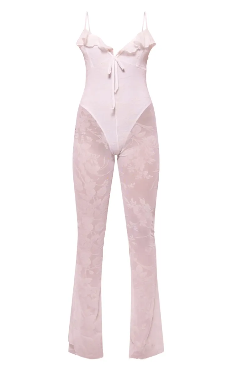 White Devore Ruffle Strappy Jumpsuit sold by Pretty Little Thing product image thumbnail 5