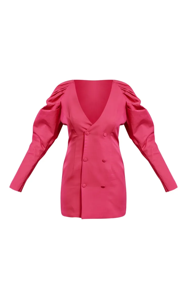 Hot Pink Puff Sleeve Plunge Blazer Dress sold by Pretty Little Thing product image thumbnail 5