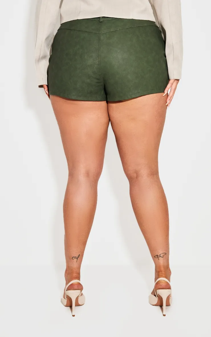 Plus Forest Green Faux Leather Wrap Detail Skort sold by Pretty Little Thing product image thumbnail 3