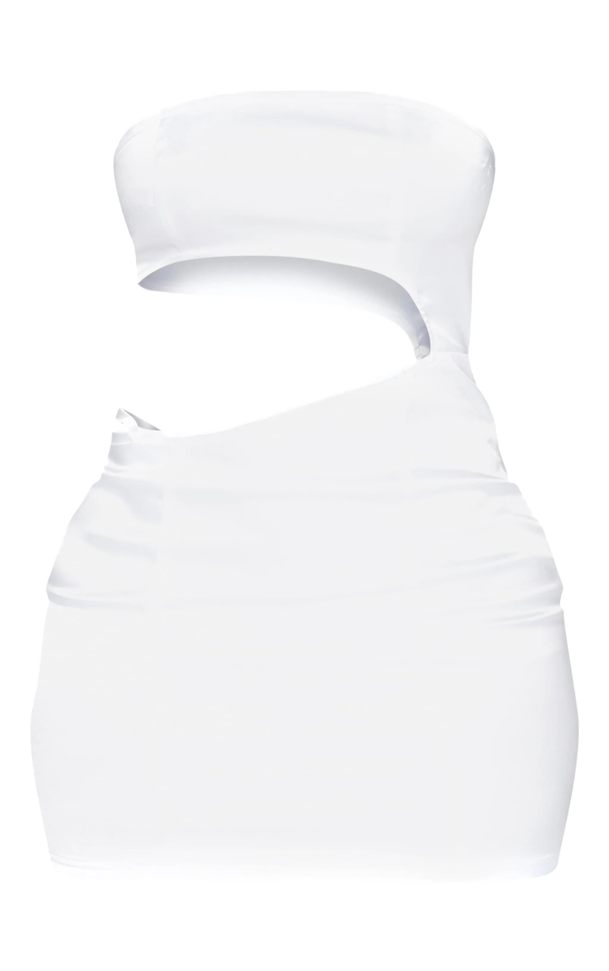 Shape White Satin Cut Out Bandeau Bodycon Dress sold by Pretty Little Thing product image thumbnail 5