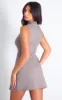 Taupe Stretch Woven Ruched Detail Bodycon Dress sold by Pretty Little Thing