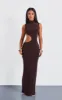 Petite Chocolate Bodycon Slinky Cut Out Maxi Dress sold by Pretty Little Thing