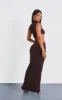 Petite Chocolate Bodycon Slinky Cut Out Maxi Dress sold by Pretty Little Thing
