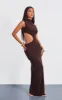 Petite Chocolate Bodycon Slinky Cut Out Maxi Dress sold by Pretty Little Thing