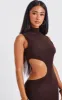 Petite Chocolate Bodycon Slinky Cut Out Maxi Dress sold by Pretty Little Thing