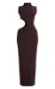 Petite Chocolate Bodycon Slinky Cut Out Maxi Dress sold by Pretty Little Thing