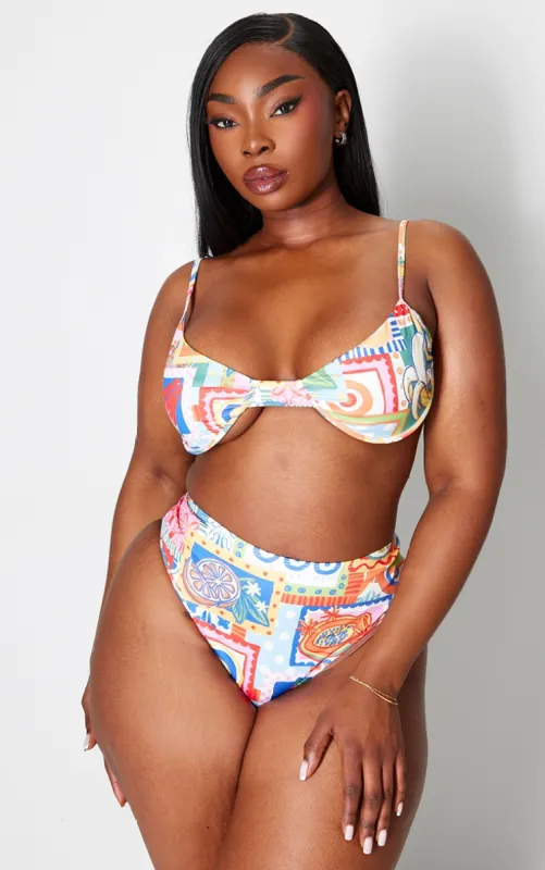 Plus Multi Printed Underwire Bikini Top sold by Pretty Little Thing