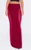 Burgundy Slinky Mesh Detail Maxi Skirt sold by Pretty Little Thing
