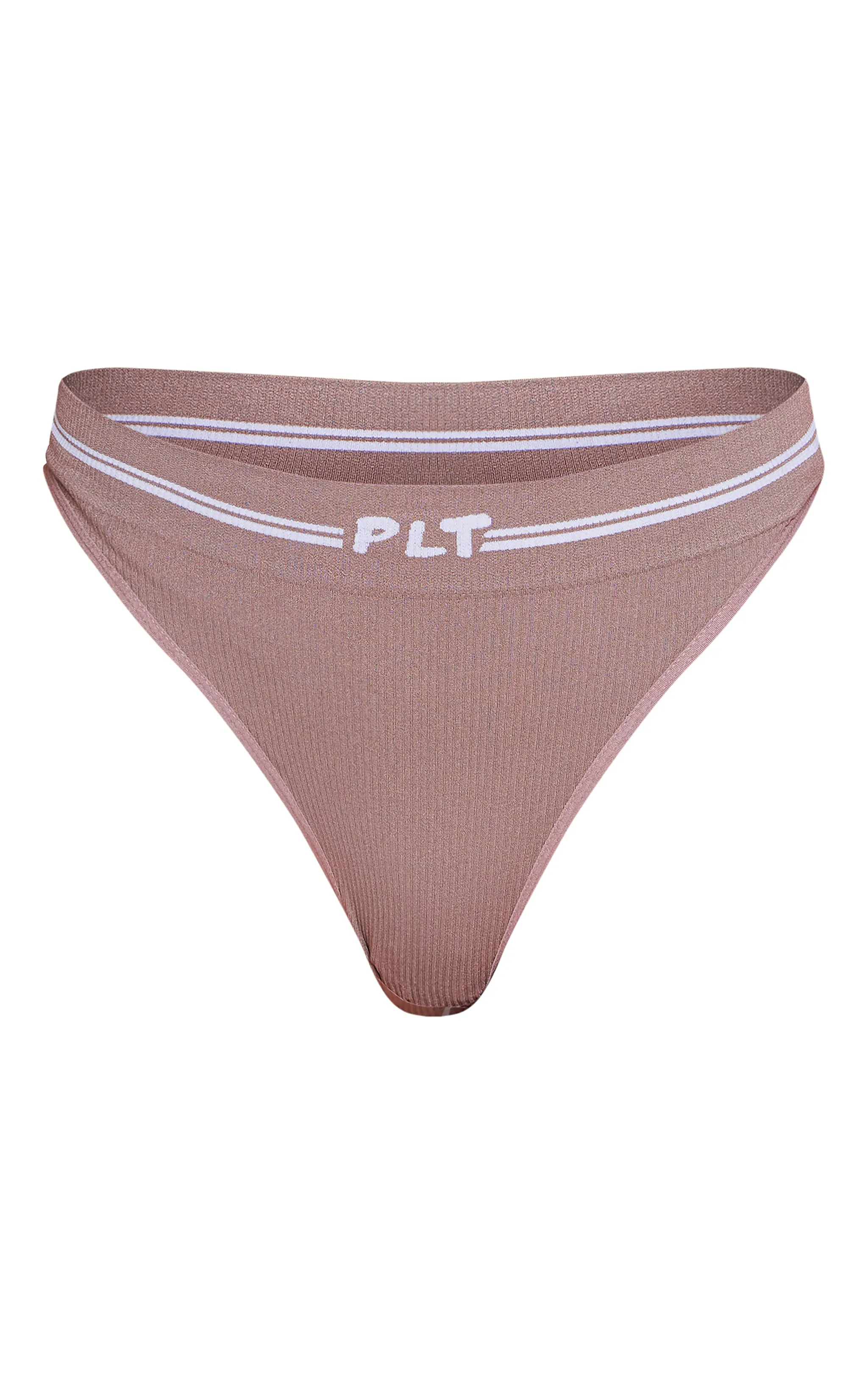 PRETTYLITTLETHING Mocha Seamless Ribbed Thong sold by Pretty Little Thing product image thumbnail 5