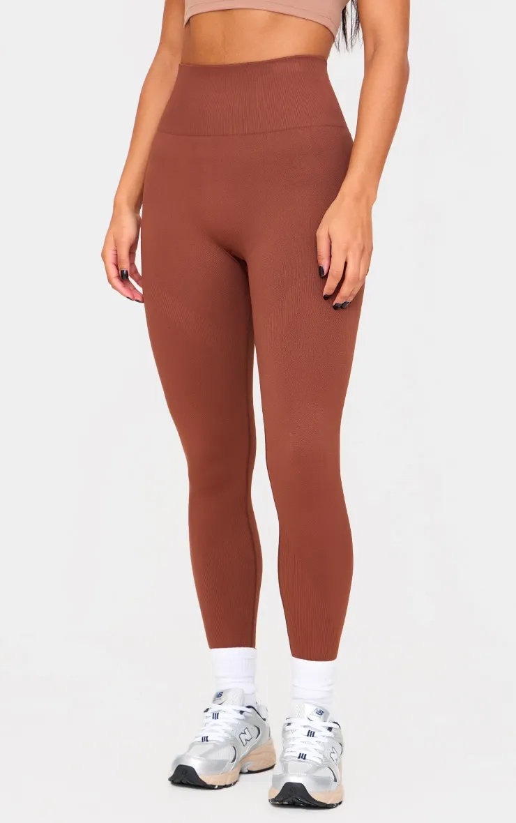 PLT Sport Chocolate Seamless High Waist Leggings sold by Pretty Little Thing product image thumbnail 2