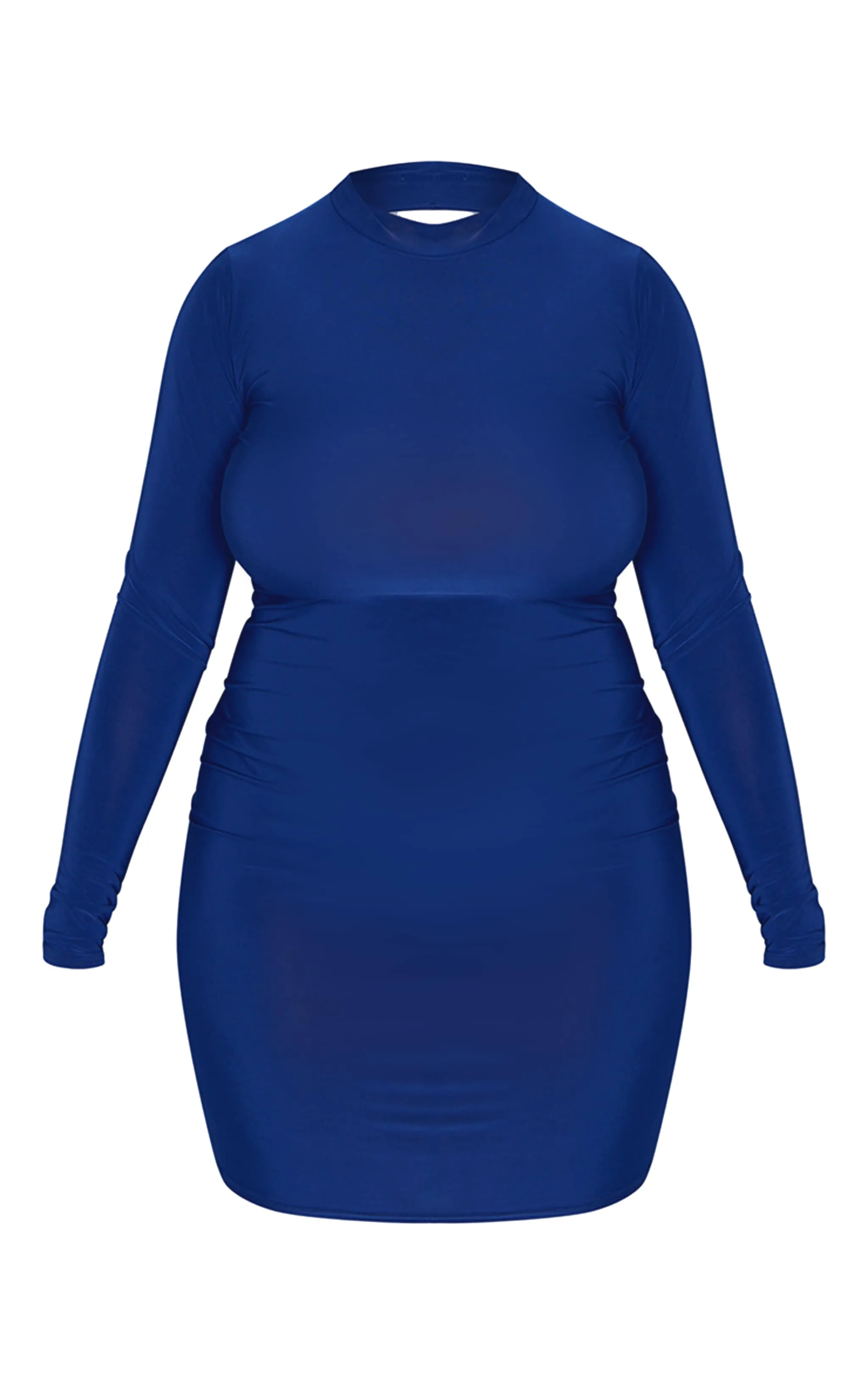 Plus Navy Soft Touch Long Sleeve Cut Out Back Mini Dress sold by Pretty Little Thing product image thumbnail 5