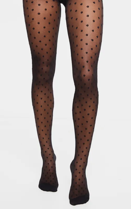 Black Polka Dot Tights sold by Pretty Little Thing