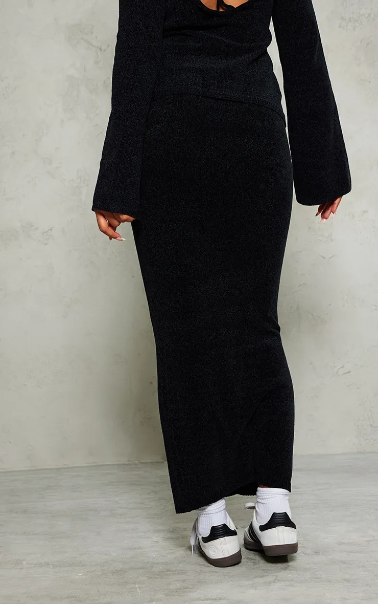 Black Soft Textured Knit Maxi Skirt sold by Pretty Little Thing product image thumbnail 3