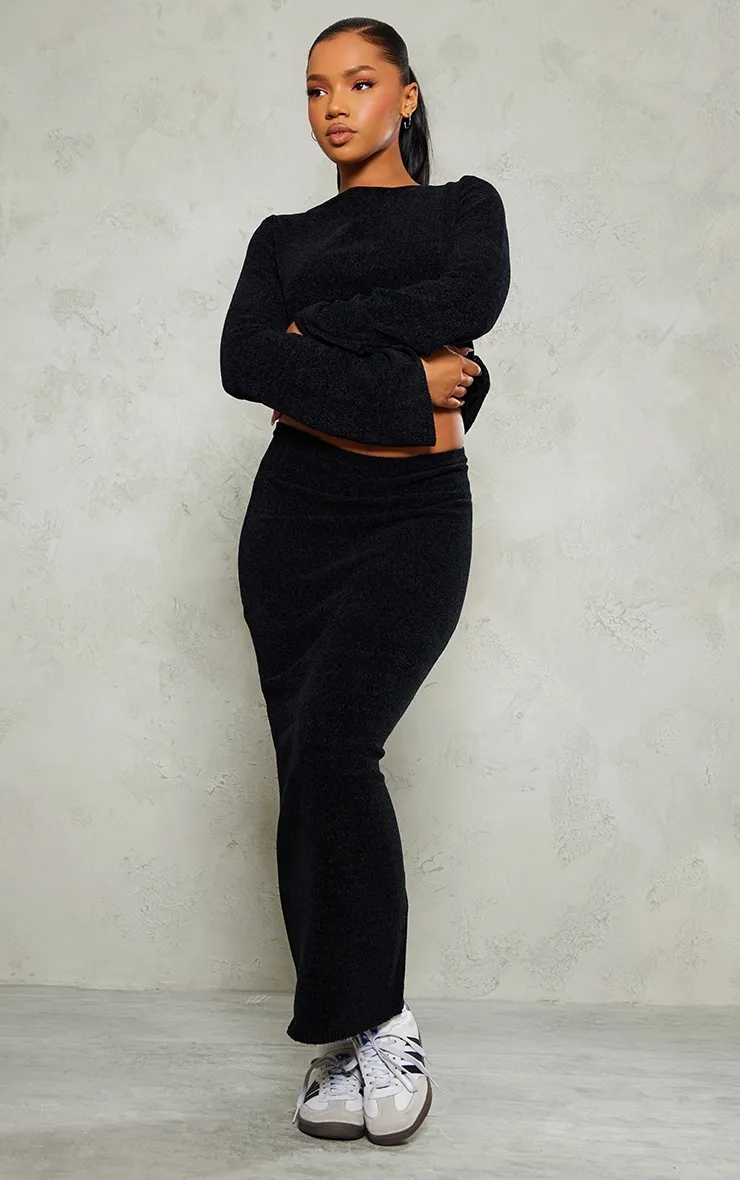 Black Soft Textured Knit Maxi Skirt sold by Pretty Little Thing product image thumbnail 4