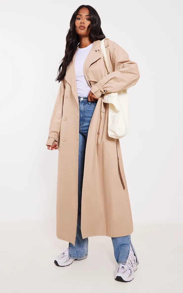 Tall Camel Belted Cuff Detail Trench Coat sold by Pretty Little Thing