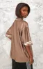  Tall Chocolate Contrast Trim Football Jersey sold by Pretty Little Thing