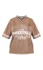  Tall Chocolate Contrast Trim Football Jersey sold by Pretty Little Thing