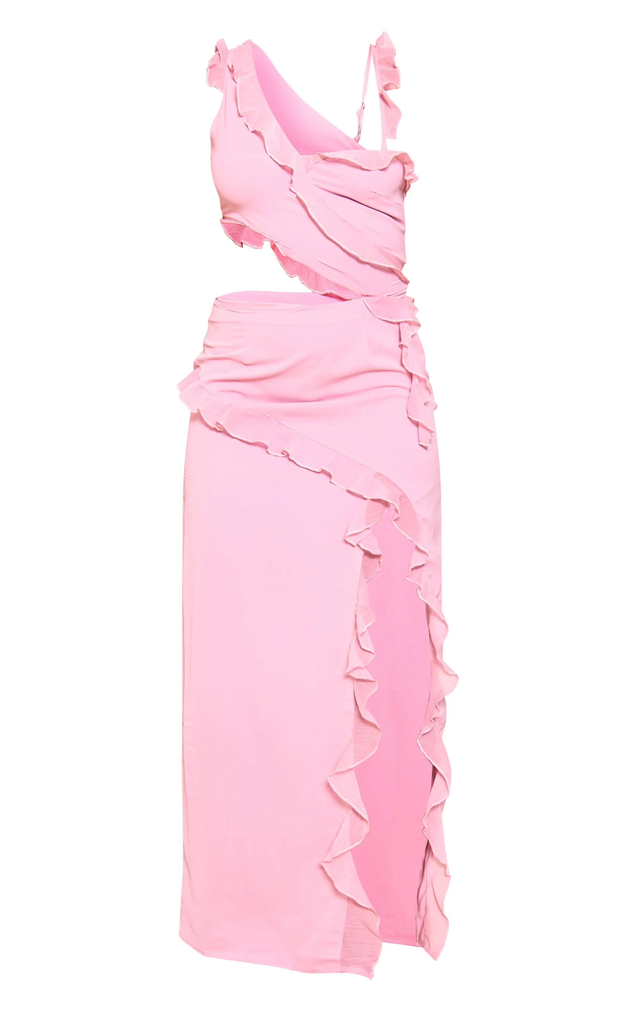 Candy Pink Chiffon Frill Cut Out Maxi Dress sold by Pretty Little Thing product image thumbnail 5