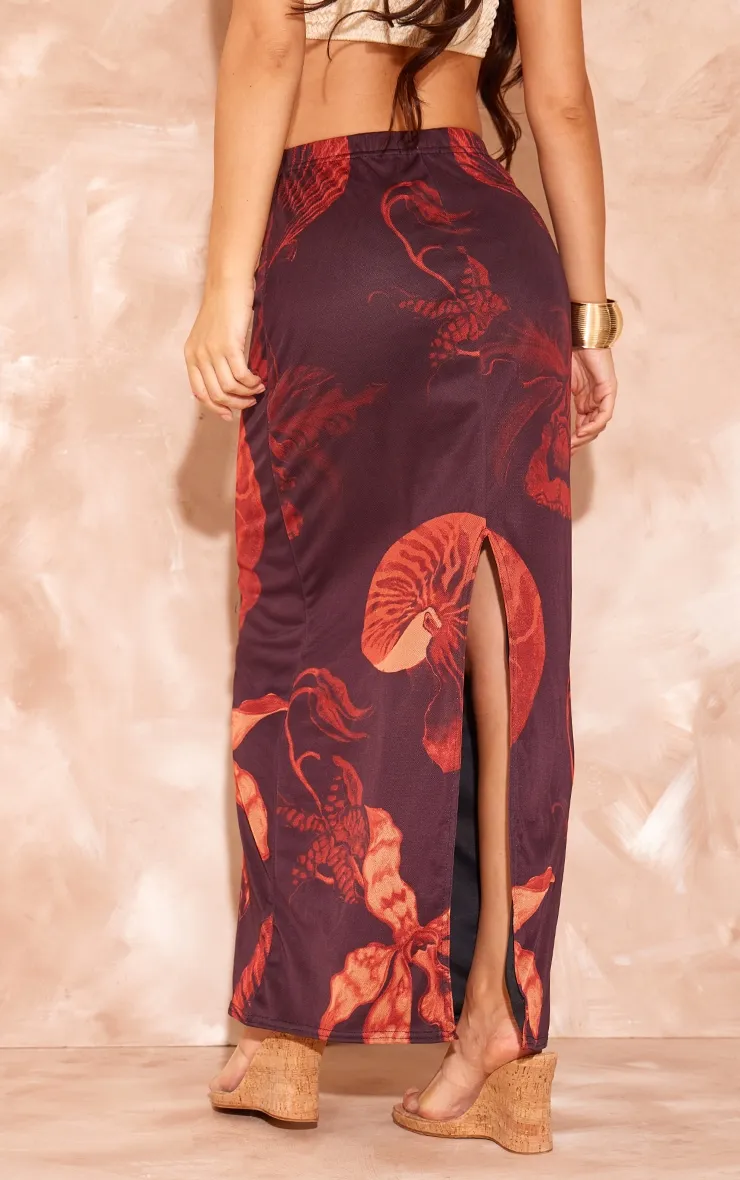 Brown Shell Printed Lined Mesh Maxi Skirt sold by Pretty Little Thing product image thumbnail 3