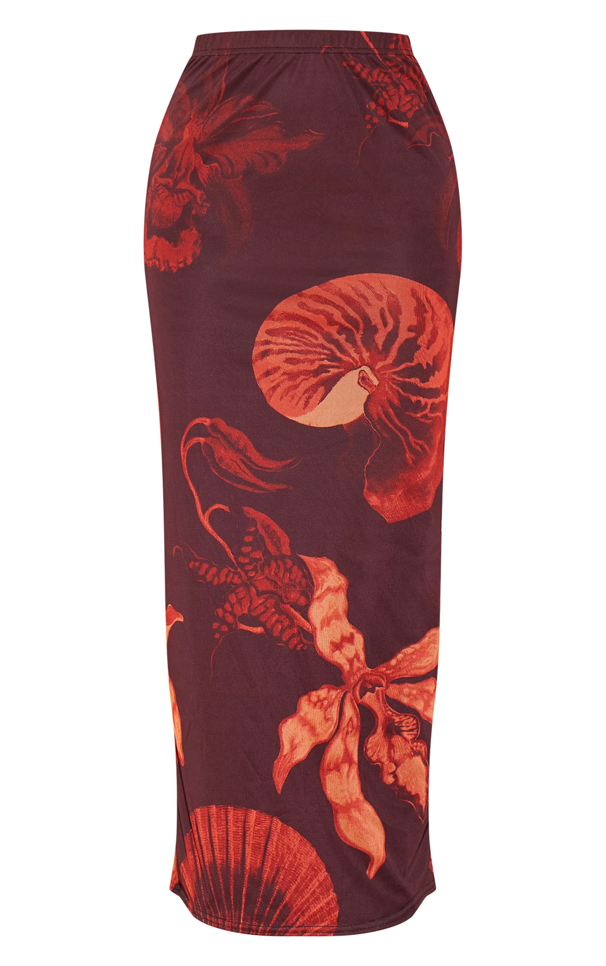 Brown Shell Printed Lined Mesh Maxi Skirt sold by Pretty Little Thing product image thumbnail 5