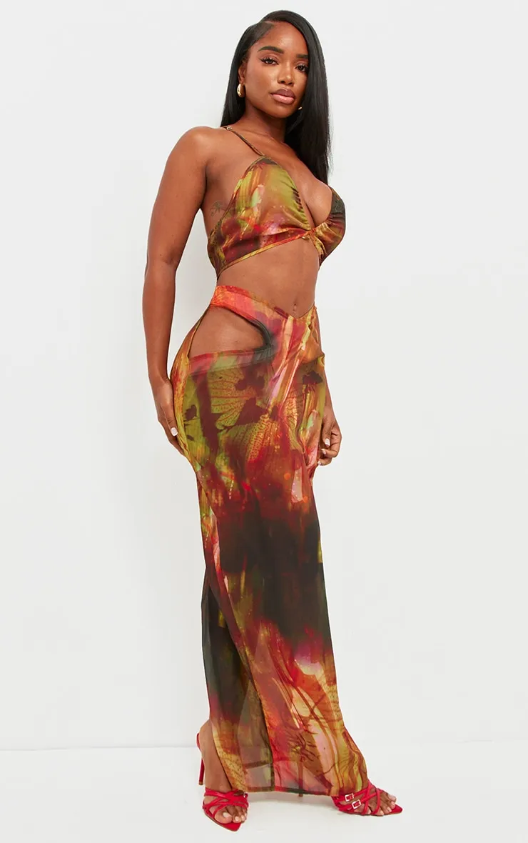 Shape Multi Abstract Print Chiffon Strappy Cut Out Maxi Dress sold by Pretty Little Thing product image thumbnail 3